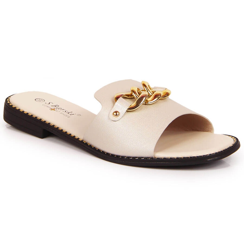 S.Barski Ciabatte da donna oro con catena, oro S. Barski d'oro