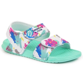 Sandali American Club in schiuma menta con chiusura in velcro multicolore verde
