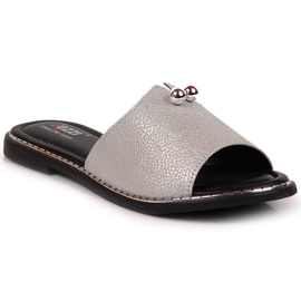 Ciabatte da donna in pelle argento Jezzi d'argento