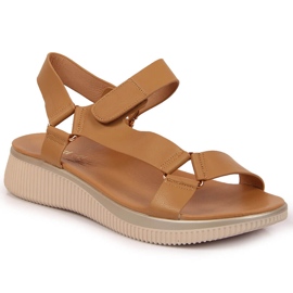 Sandali da donna con velcro cammello Jezzi marrone