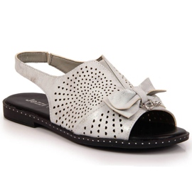 Sandali da donna con fiocco Jezzi argento d'argento
