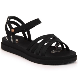 Sandali neri da donna in gomma con velcro Zaxy JJ285068 nero