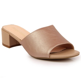 Ciabatte da donna su blocco Sergio Leone beige