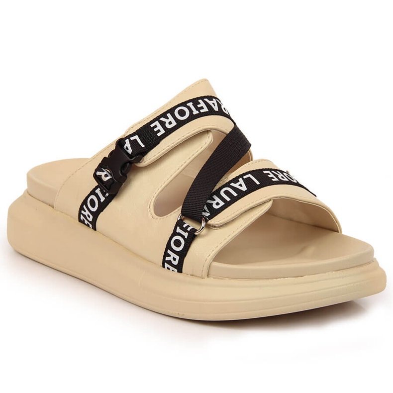 Ciabatte beige con plateau Laura La.Fi