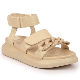 Sandali sulla piattaforma con catena beige Laura La.Fi