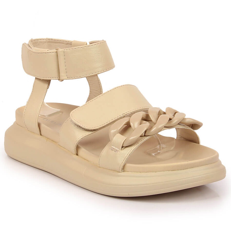 Sandali sulla piattaforma con catena beige Laura La.Fi