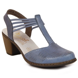 Sandali da donna in pelle con elastico Rieker 40988-12 blu