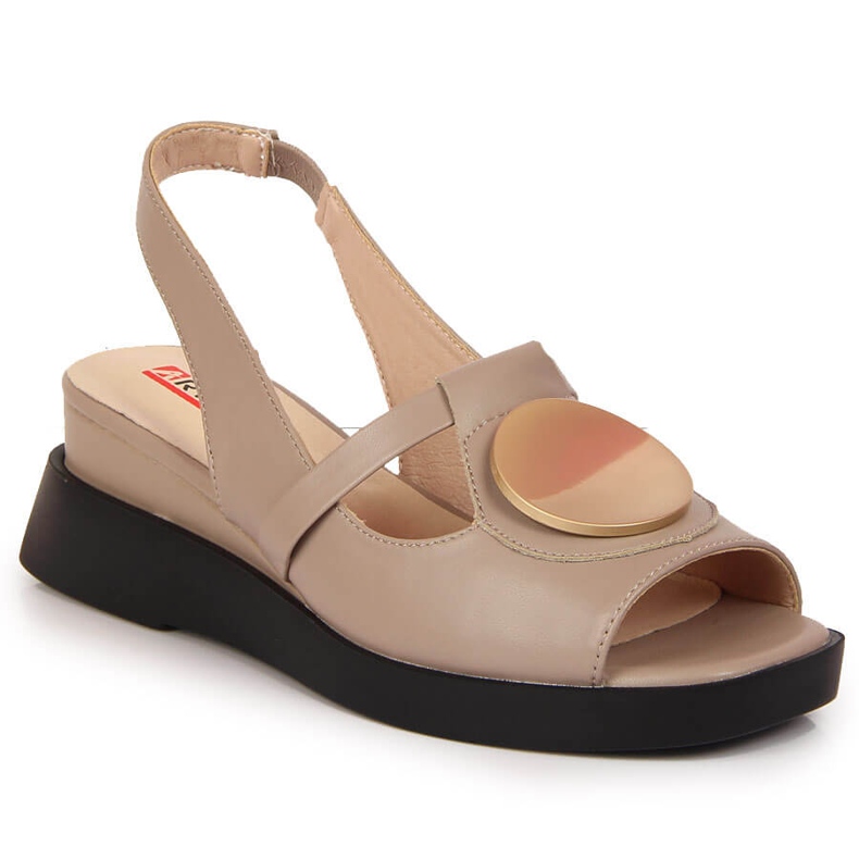 Sandali da donna in pelle con zeppa Artiker tortora beige