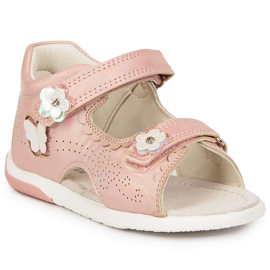 Sandali da bambina con velcro American Club rosa chiaro