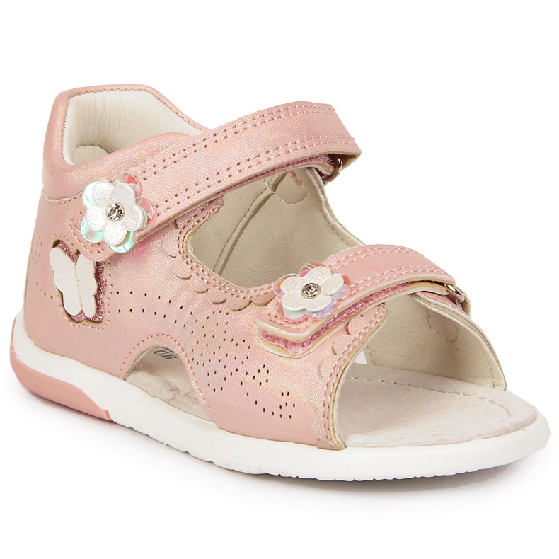 Sandali da bambina con velcro American Club rosa chiaro