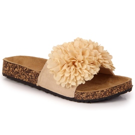 Ciabatte Jezzi da donna beige con fiore
