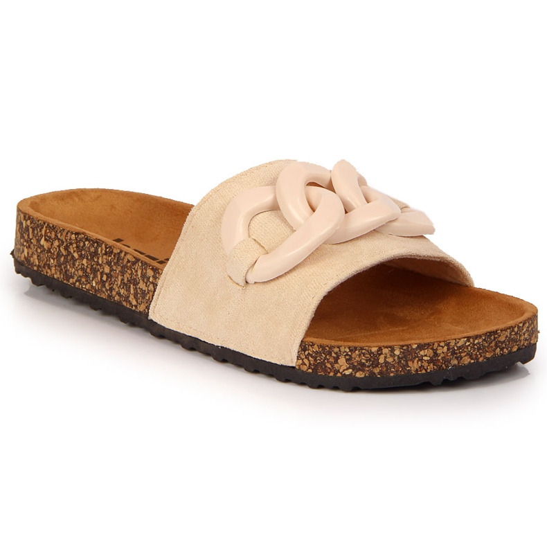 Ciabatte Jezzi da donna beige con catena