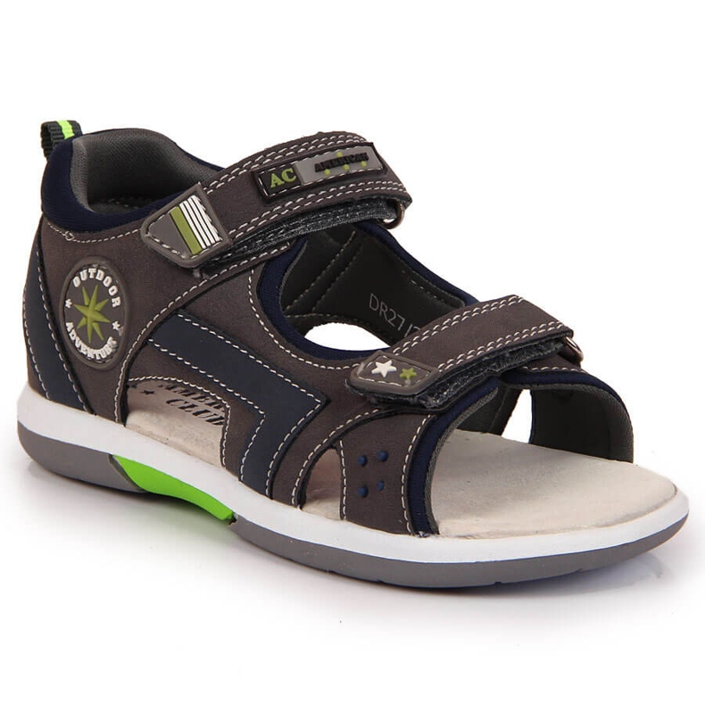 Sandali con velcro grigio American Club per ragazzi
