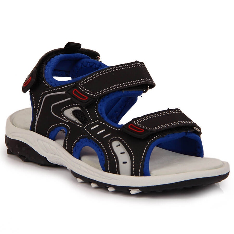 Sandali neri da ragazzo American Club con velcro nero