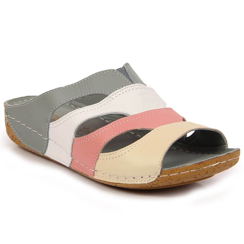 Comode ciabatte da donna in pelle in Artiker multicolor grigio multicolore