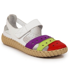 Sandali da donna in pelle con Artiker traforati bianco multicolore