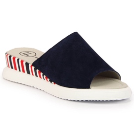 Ciabatte da donna in pelle con zeppa Filippo blu navy