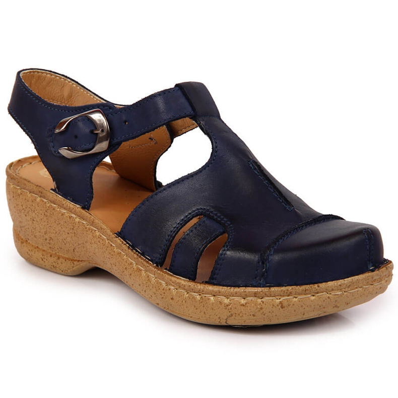 Sandali in pelle blu navy Łukbut 656