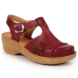 Sandali in pelle costruiti in bordeaux Łukbut 656 rosso