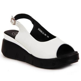 Sandali da donna in pelle su zeppa bianca Filippo