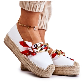 PS1 Espadrillas Da Donna In Pelle Con Catena Bianca Fantasia bianco