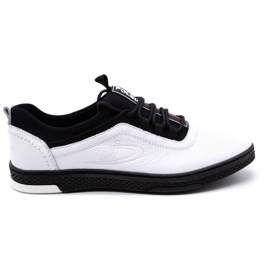 Polbut Scarpe casual da uomo in pelle K24, bianche con suola nera bianca