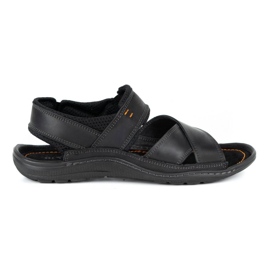 Olivier Sandali neri da uomo in pelle 336GT nero