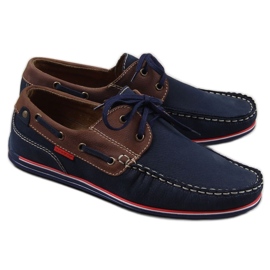 Mocassini casual da uomo in pelle blu navy Gregor
