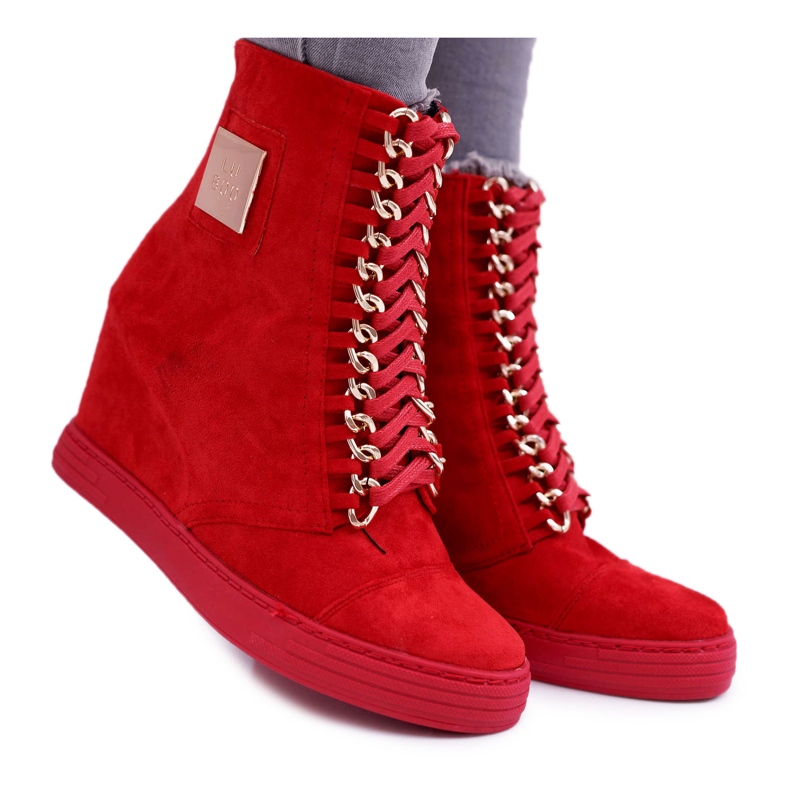 Sneakers Donna Lu Boo Con Catene Scamosciato Rosso Monica