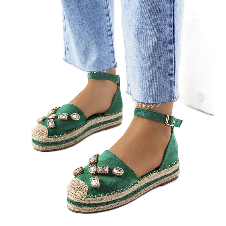 Espadrillas verdi con zirconi Taimi verde