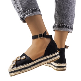 Espadrillas nere con zirconi Taimi nero