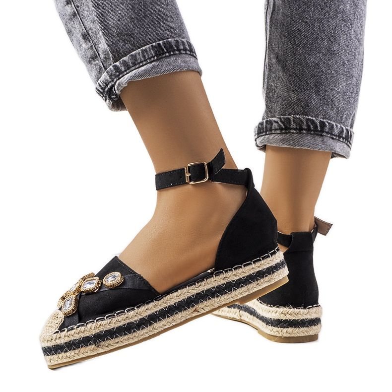 Espadrillas nere con zirconi Taimi nero