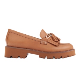 Marco Shoes Mocassini con catena dorata su suola leggera beige