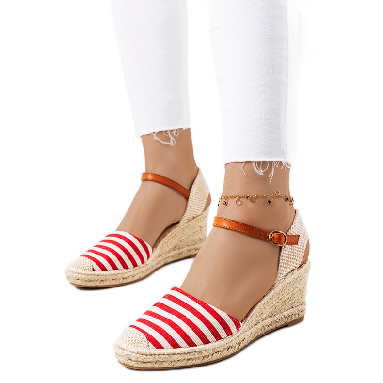 Espadrillas rosse sulla zeppa Garvan beige rosso