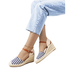 Espadrillas blu navy sulla zeppa Garvan beige