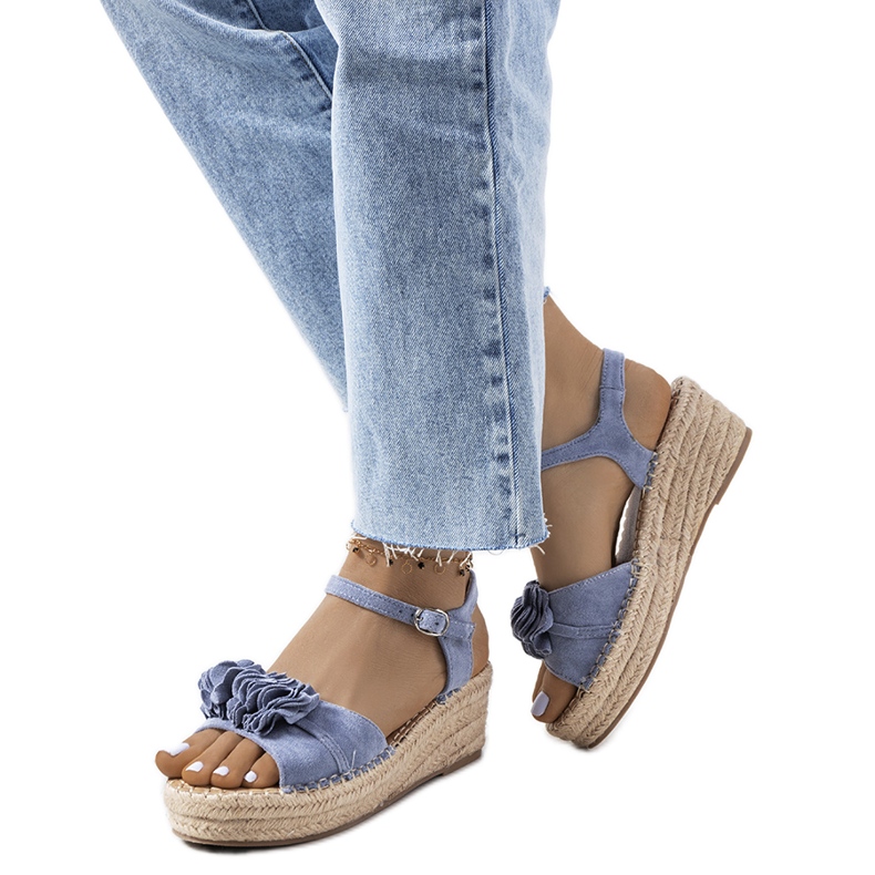 Espadrillas blu sulla piattaforma Straden