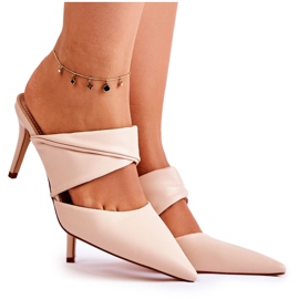 PS1 Ciabatte in pelle su un tacco alto Aveline beige