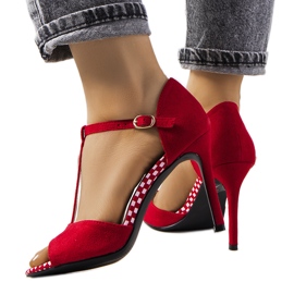 Sandali rossi Munger con tacco alto rosso