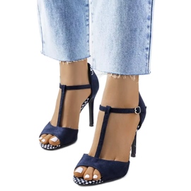 Inna Sandali blu navy su tacco Munger