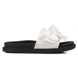 J. Star Ciabatte con plateau e fiocco bianca