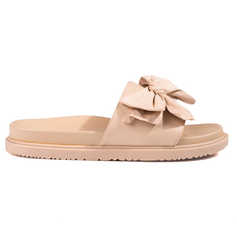 J. Star Ciabatte con plateau e fiocco beige