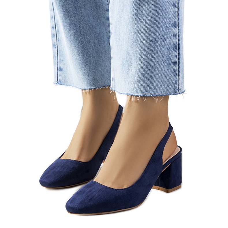 Décolleté blu navy con tacco aperto di Panova