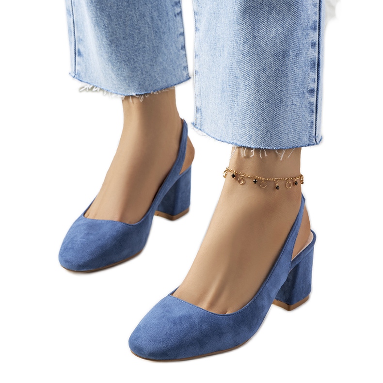 Décolleté blu con tacco aperto di Panova
