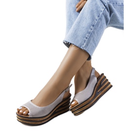 Espadrillas beige sulla zeppa Alton d'argento