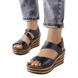 Espadrillas nere su zeppe Burley nero