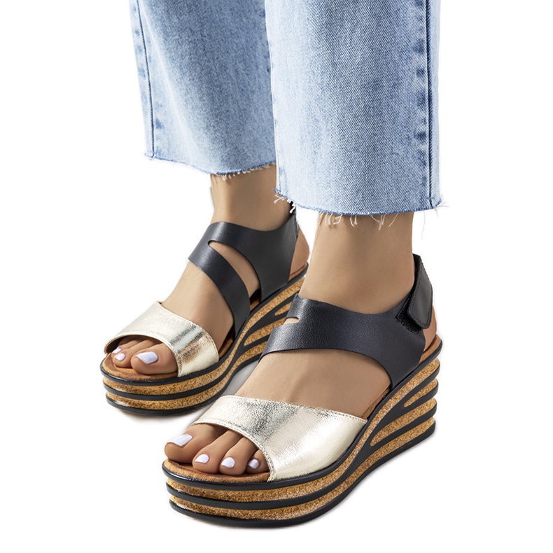Espadrillas dorate su zeppe Burley d'oro