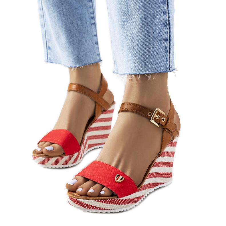 Espadrillas rosse sulla zeppa Storey marrone rosso