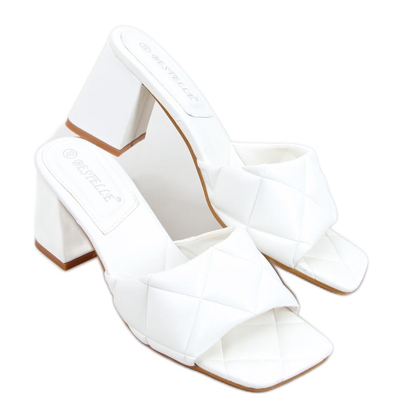 Ciabatte a tacco largo Helen White bianca