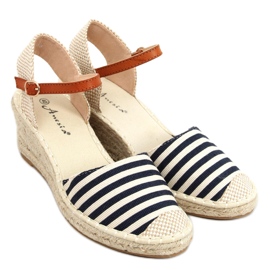 Espadrillas a righe blu Irma beige blu navy