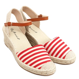 Espadrillas a righe rosse Irma beige rosso